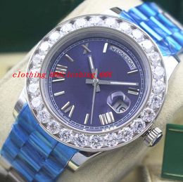 Luxury Watch Roman Bigger Diamond Bezel Blue Dial Chest 43mm Automatic Fashion Brand Men's Watch Wristwatch