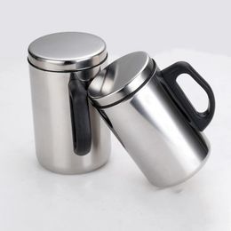 Double Walls Heat Insulation Tumbler Metal Stainless Steel Vacuum Cup With Handle Tea Coffee Mugs New Arrival 6 86jd BB