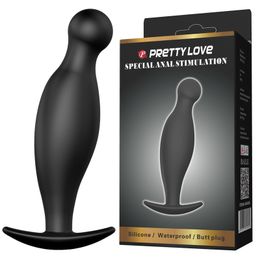 PRETTY LOVE Waterproof Butt Plug,Black Colour Silicone Anal for Male & Female anal sex toys,Adult Erotic S924