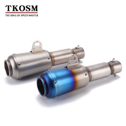 TKOSM Motorcycle scooter exhaust muffler pipe 51mm Refit Stainless Extended Exhaust Muffler Tail Pipe Universal for Motorcycle ATV