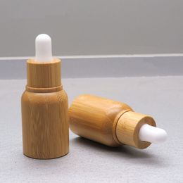 10ml Empty Bamboo Essential Oil Dropper Bottle with Glass Inner Container Aromatherapy Refillable bottles F744