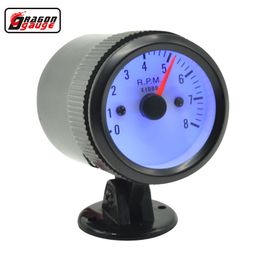 Dragon gauge 2inch 52mm Car Black Shell Tachometer Rev Counter Gauge Indicator Blue LED 0-8000 RPM pods