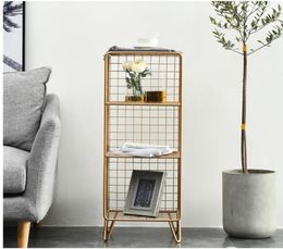 Ornamental shelves Nordic iron stacks Living Room Furniture golden simple shelf modern Bedside locker Stack