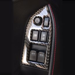 Carbon Fibre Car Window Switch Buttons Decoration Frame Cover Trim For Subaru BRZ / TOYOTA 86 2013-17 Door Armrest Panel Decals