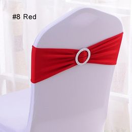 Stretch Wedding Chair Bands With Buckle Slider Sashes Bow Decorations Colorful Black Red Purple