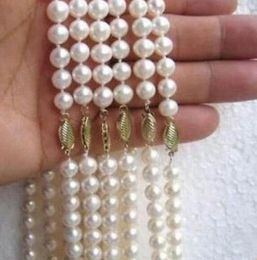 Wholesale Beaded Necklaces 6pcs 8-9mm White Natural Pearl Necklace 18 Inch Gold Clasp