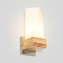 Modern Living Room Wooden Glass Wall Lamp Corridor Stair Case bracket light Bedroom Bedsides Creative Lighting Fixtures