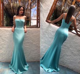 Sexy Simple Cheap Mermaid Prom Dresses Long Spaghetti Straps Floor Length Backless Floor Length Formal Prom Party Gowns vestidos de fies