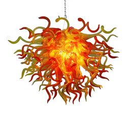 Modern Chandelier Lighting Hanging Pendant Lamps Home Lamps Orrange Yellow Murano Glass American Style Chandelier LED Light Source