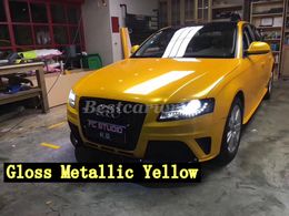 maple Yellow Gloss Metallic Vinyl Wrap For Whole Car Wrap Covering With Air bubble Free Lke 3M quality Low tack glue Size:1.52*20m( 5x67ft