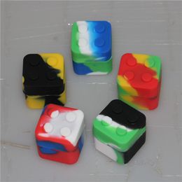 Square shape jars Slick stack 7ml silicone square bho oil container silicon dab wax storage jar for concentrates