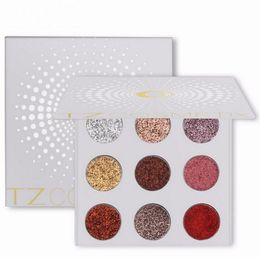 TZ 9 Colours Glitters Eye shdow Palette Rainbow Diamond Pressed Glitters Eyeshadows Palette Cosmetic Make Up Glitterinjections 120pcs/lot DHL