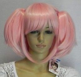 Beautiful and stylish pink wig short vertical