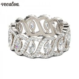 Vecalon Sexy Promise Flower Ring 925 sterling silver 5A Zircon Cz Engagement Wedding Band rings for women men Jewellery best Gift