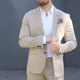 Men Suits 2018 Beige Wedding Suits Bridegroom Groomsmen Custom Made Business Slim Fit Casual Fashion Tuxedo Best Man Blazer Prom Jacket+Pant
