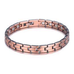 Square Chain Cool Luxury Pure Copper Bracelet for Men Accessories Health Elements Energy Magnetic Power Bracelet Male Gift Jewellery