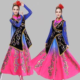 Chinese Minority long dress New style Xinjiang national female clothes Traditional Chinese Folk dance costumes women Ethnic stage wear
