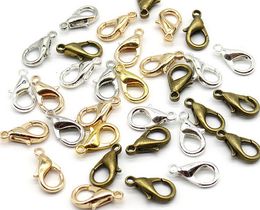 1000pcs/lot Fashion Jewellery Findings Lobster Clasps Hooks Gold/Silver/Bronze For Jewellery Making Necklace Bracelet Chain DIY 12mm