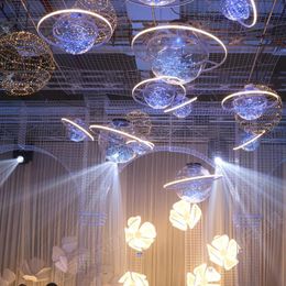 New Arrival Shine Led Flash Star Ball Wedding Showcase Decoration Space Planet Hanging Ornament Chandelier Free Shipping