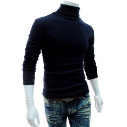 Fashion Autumn Winter Mens Sweaters 2018 Casual Male Turtleneck Man'S Black Solid Knitwear Slim Fit Brand Clothing Sweater