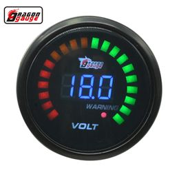 Dragon Gauge 52 mm Car And Motorcycle Sunglasses Black Shell Digital Colour 20 LED Voltmeter Volt Gauge Metre