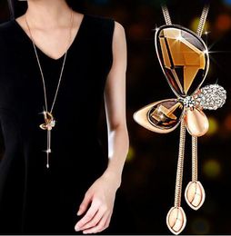 hot new New crystal butterfly sweater chain women's fashion long tassel necklace dress dress dress accessories fashion classic exquisite