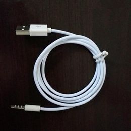 1m White Colour 2 in 1 3.5mm AUX Audio Plug Jack to USB 2.0 Male Charge Cable Adapter Cord