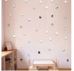 100pcs/lot 2cm 3D Diy Acrylic Mirror Wall Stickers Heart/Round Shape Sticker Decal Mosaic Effect Livingroom Home Decor 7Z