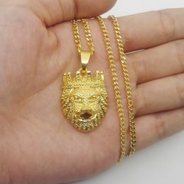 Small Size Lion headPendant Necklace Fashion Hip Hop Personality Men Jewelry Exquisite Bling Bling Iced Out Jewelry Necklaces