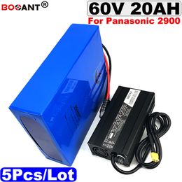 5pcs/lot E-bike battery 60v 20Ah For Panasonic 18650 cell with 5A charger 60V electric bike lithium ion battery pack 2000W