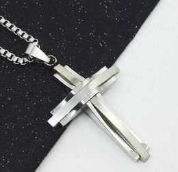 new Korean men's cross necklace 316 stainless steel foreign trade titanium steel pendant fashion classic exquisite