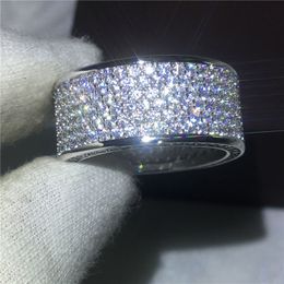 2017 New Women Fashion Jewellery Full 320pcs Diamonique Cz White Gold Filled Engagement wedding band ring for women Gift