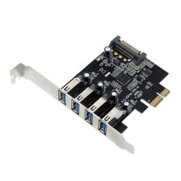 Freeshipping PROMOTION! Hot 4 Port SuperSpeed USB 3.0 PCI Express Controller Card Adapter 15 pin SATA Power Connector Low Profile