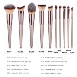 Champaign gold makeup brushes set 10pcs brush tools & accessories for Eye shadow Loose powder Blush DHL Free Cosmetics brush BR013