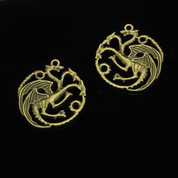 24pcs Zinc Alloy Charms Antique Bronze Plated dragon Charms for Jewelry Making DIY Handmade Pendants 36*33mm