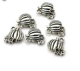 200Pcs alloy Pumpkin Charms Antique silver Charms Pendant For necklace Jewelry Making findings 10x10mm
