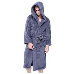 Plus size XXL hooded robes bathrobes for male Winter Keep warm long-sleeved exquisite plush mens dressing gown couples robes