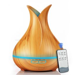Hot 400ml Aroma Diffuser Ultrasonic Air Humidifier with Wood Grain 7 Colour Changing LED Lights for Office Home