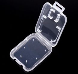 1000pcs/lot Transparent Clear Standard SD SDHC Memory Card Case Holder Box Storage Carry Storage Box for SD TF Card SN367
