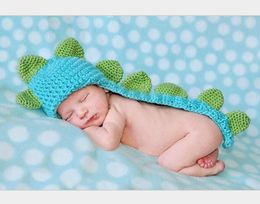 handmade Baby Boys Crochet cloak Photo Props Cute Dinosaur Animal Costume Knitted Infant Baby Coming Home Outfits Newborn Photography Props