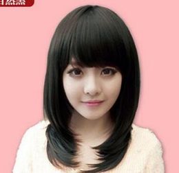 charming popular medium natural black wig Hair wig Wigs for women
