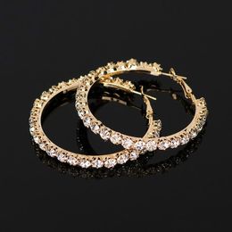 55mm*6mm 2018 New Designer Crystal Rhinestone Earrings Women Gold Sliver Hoop Earrings Fashion Jewellery Earrings For Women