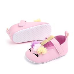 Toddler Baby Girls First walkers Flower Unicorn Shoes Soft Sole Crib Shoes Spring Autumn 0-18M