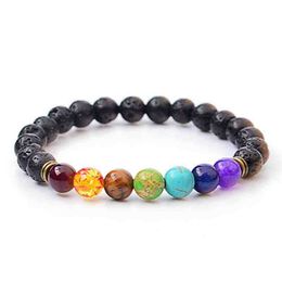 Hot Lava Rock Beaded Bracelets Fashion Natural Stone Charm Jewelry 7 Color Stone Cuffs Bangles Turquoise Bracelet