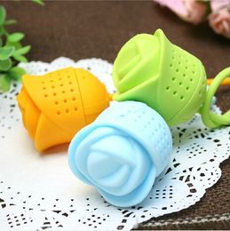 200pcs a lot Cute Silicone Rose Rose-shaped Flower Tea Ball Bag Filter Herbal Spice Tea Infuser Tool