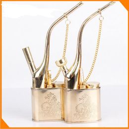 Classic brass new water pipe Kim Tai dual-use hookah smoking boutique smoker