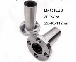 2pcs/lot LMF25LUU 25mm linear ball bearings longer flanged linear bushing linear motion bearings 3d printer parts cnc router 25x40x112mm