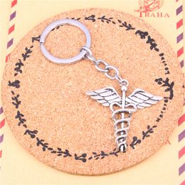 Keychain caduceus medical symbol md Pendants DIY Men Jewellery Car Key Chain Ring Holder Souvenir For Gift