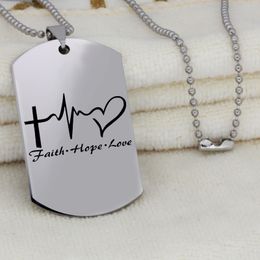 Stainless Steel Inspirational Awareness Pendant Necklace FAITH HOPE LOVE Inspirational Jewelry Gift Drop Shipping YLQ6168