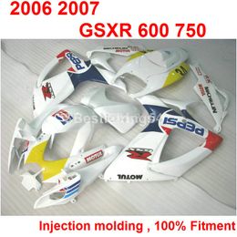 Injection Moulding fairing kit for SUZUKI GSXR600 GSXR750 2006 2007 white fairings GSXR 600 750 06 07 TT41